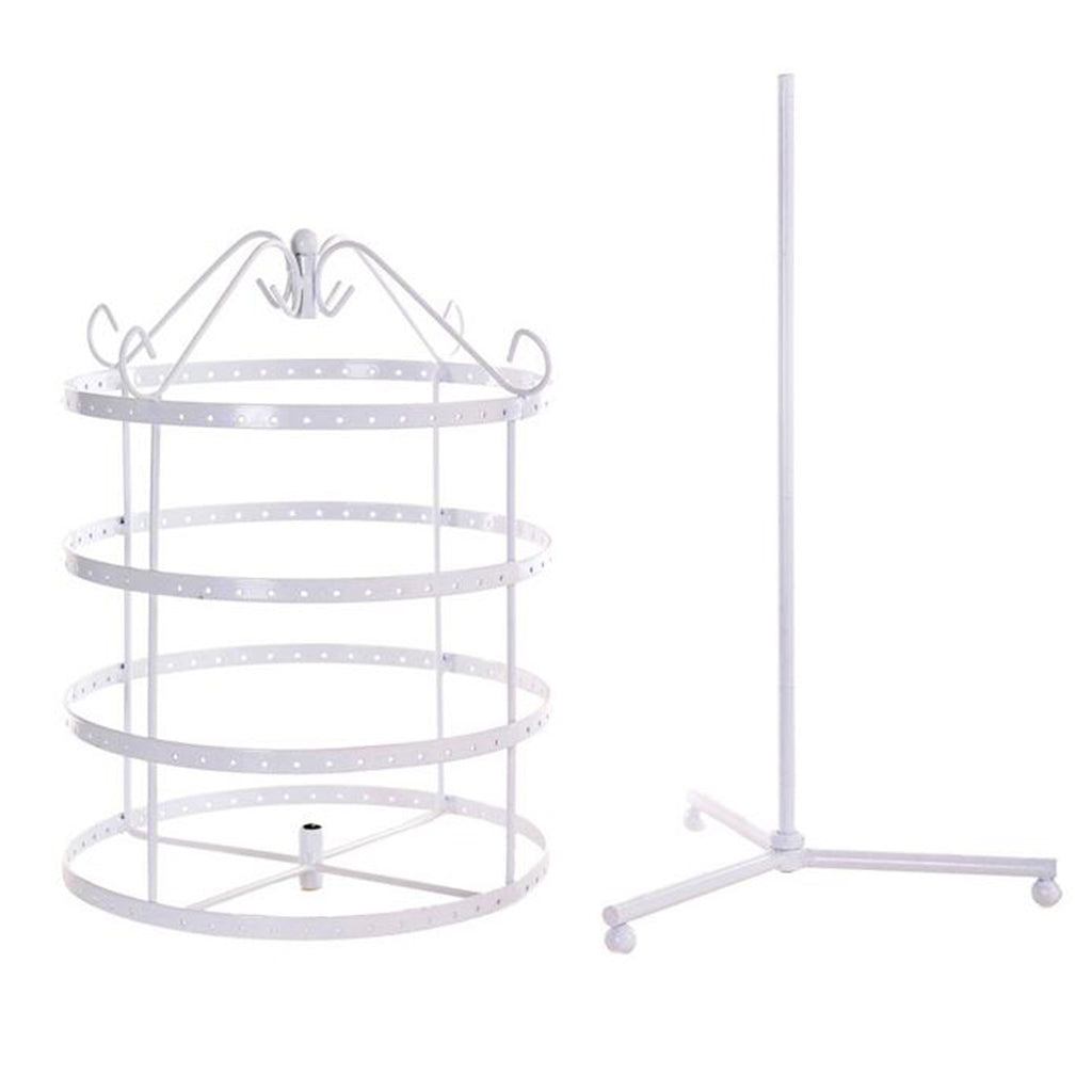 4 Tiers Metal Rotating EarringS Display Stand Jewelry Holder Rack White