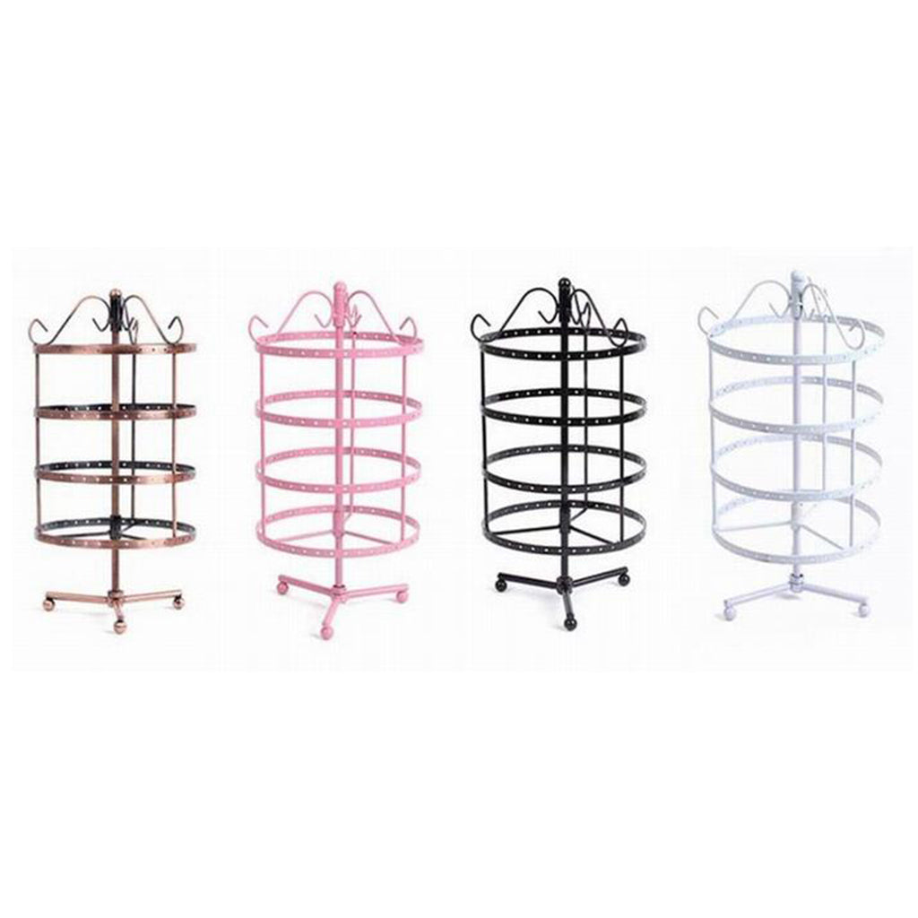 4 Tiers Metal Rotating EarringS Display Stand Jewelry Holder Rack White