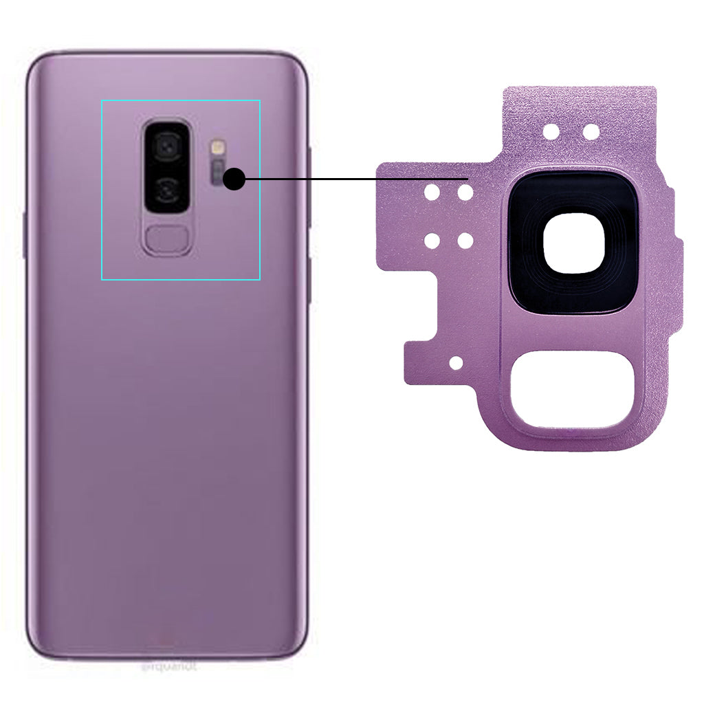 Phone Back Rear Camera Frame + Glass Lens Cover for Samsung Galaxy S9 Purple