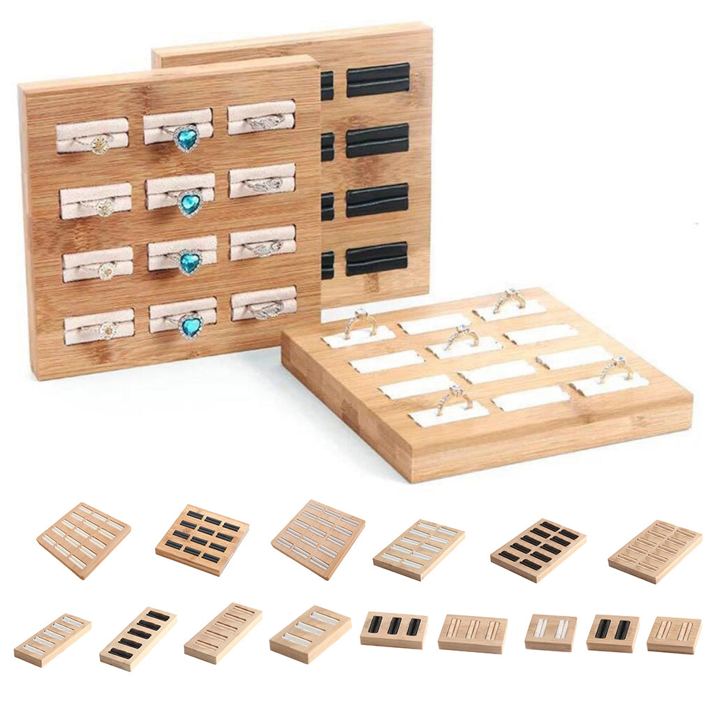 Wooden Earrings Rings Jewelry Display Tray Organizer Holder 15 Slots White