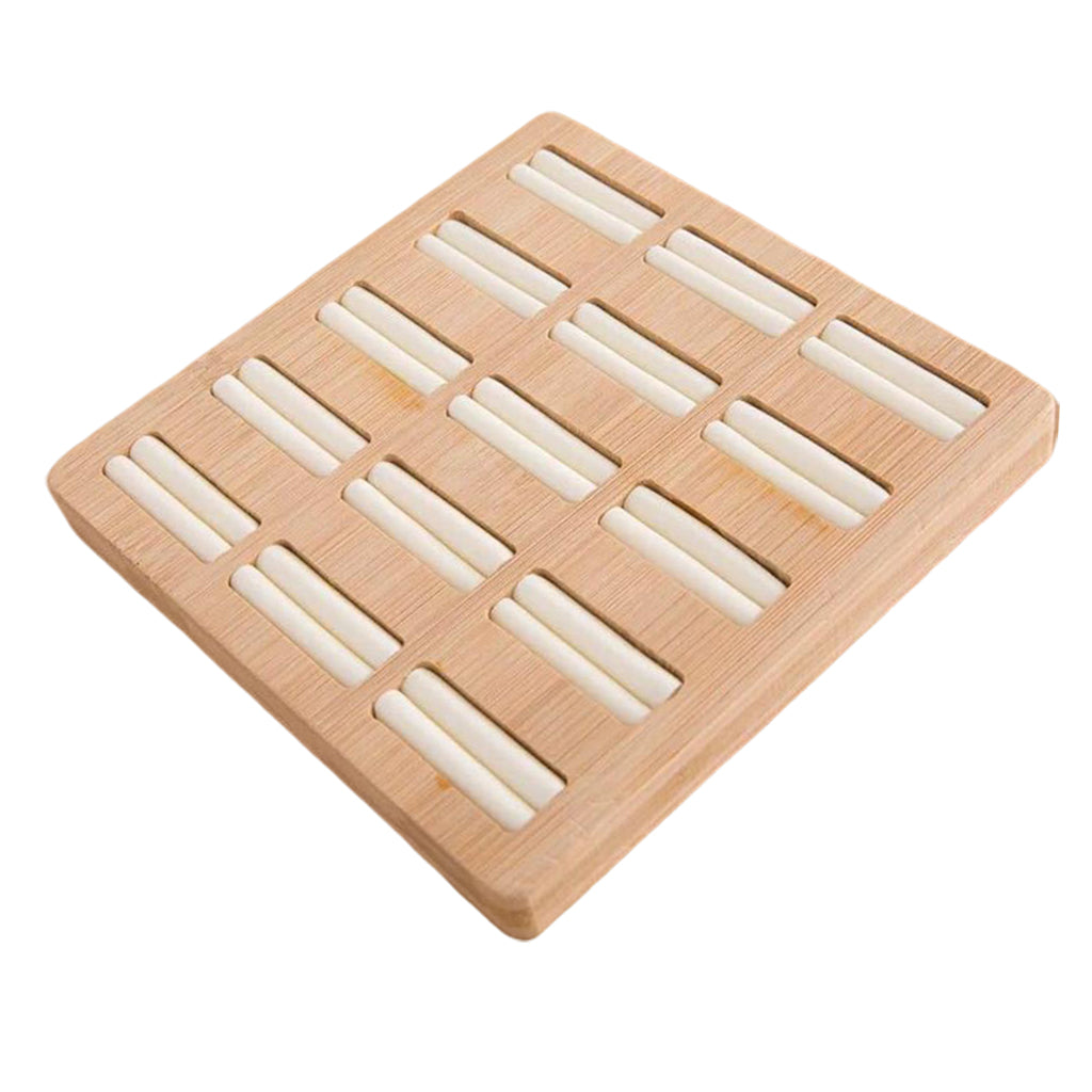 Wooden Earrings Rings Jewelry Display Tray Organizer Holder 15 Slots White