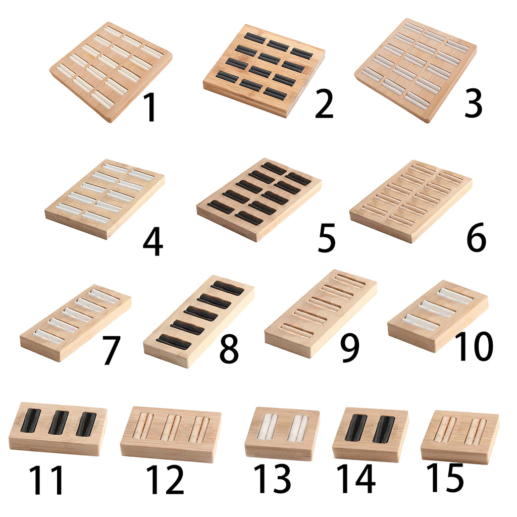 Wooden Earrings Rings Jewelry Display Tray Organizer Holder 15 Slots White