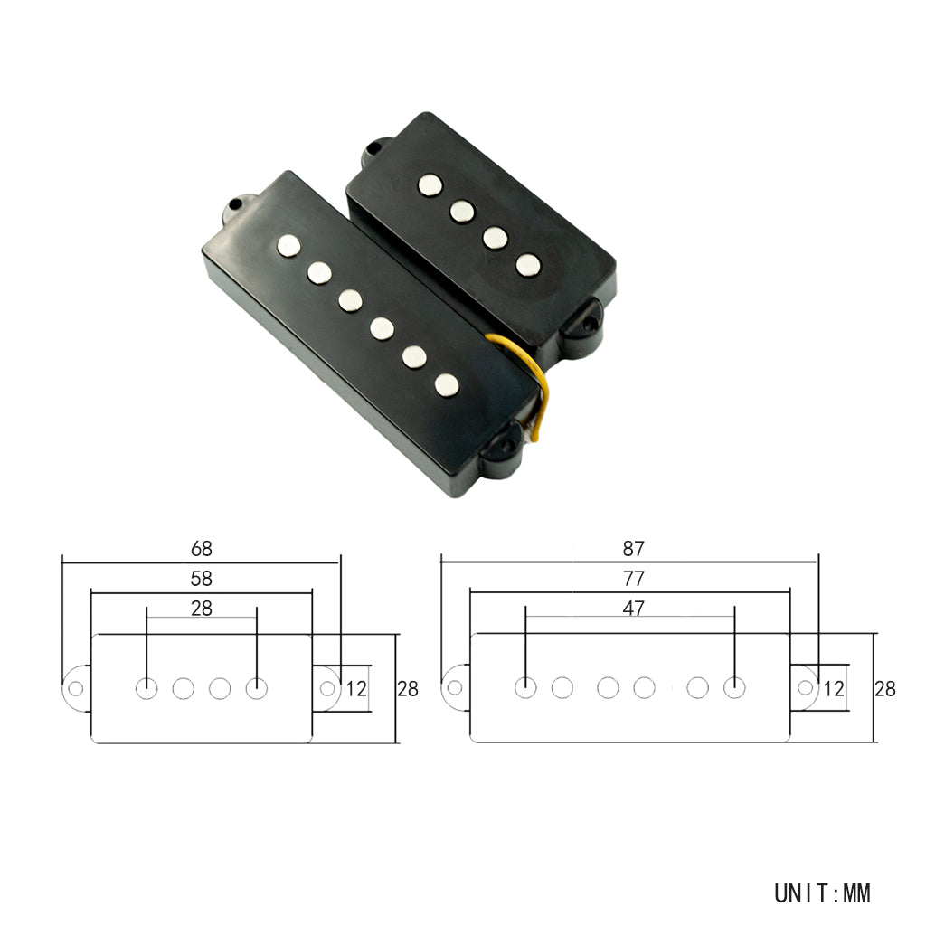 2pcs Bridge & Neck Sealed Humbucker Pickup for 5 String Electric Bass Guitar