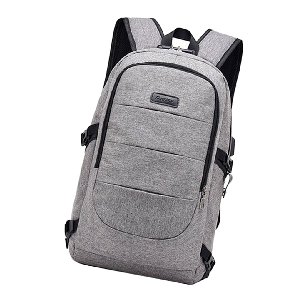 Anti-theft USB Charging Backpack Laptop Notebook Travel School Bag Gray