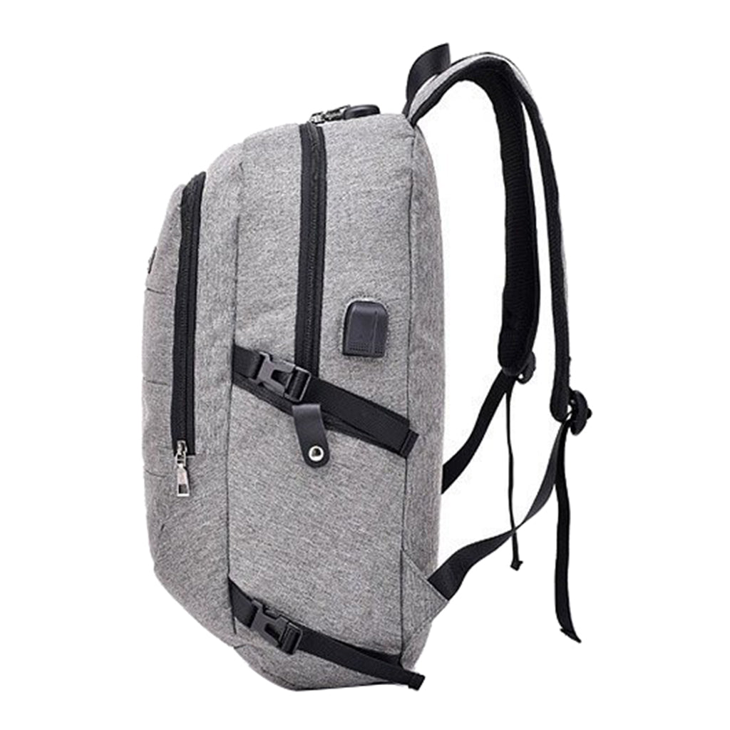 Anti-theft USB Charging Backpack Laptop Notebook Travel School Bag Gray