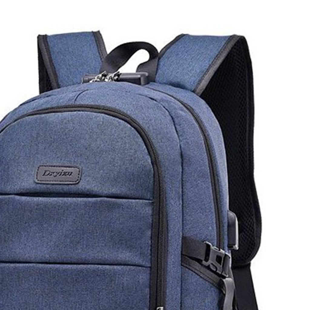 Anti-theft USB Charging Backpack Laptop Notebook Travel School Bag Blue