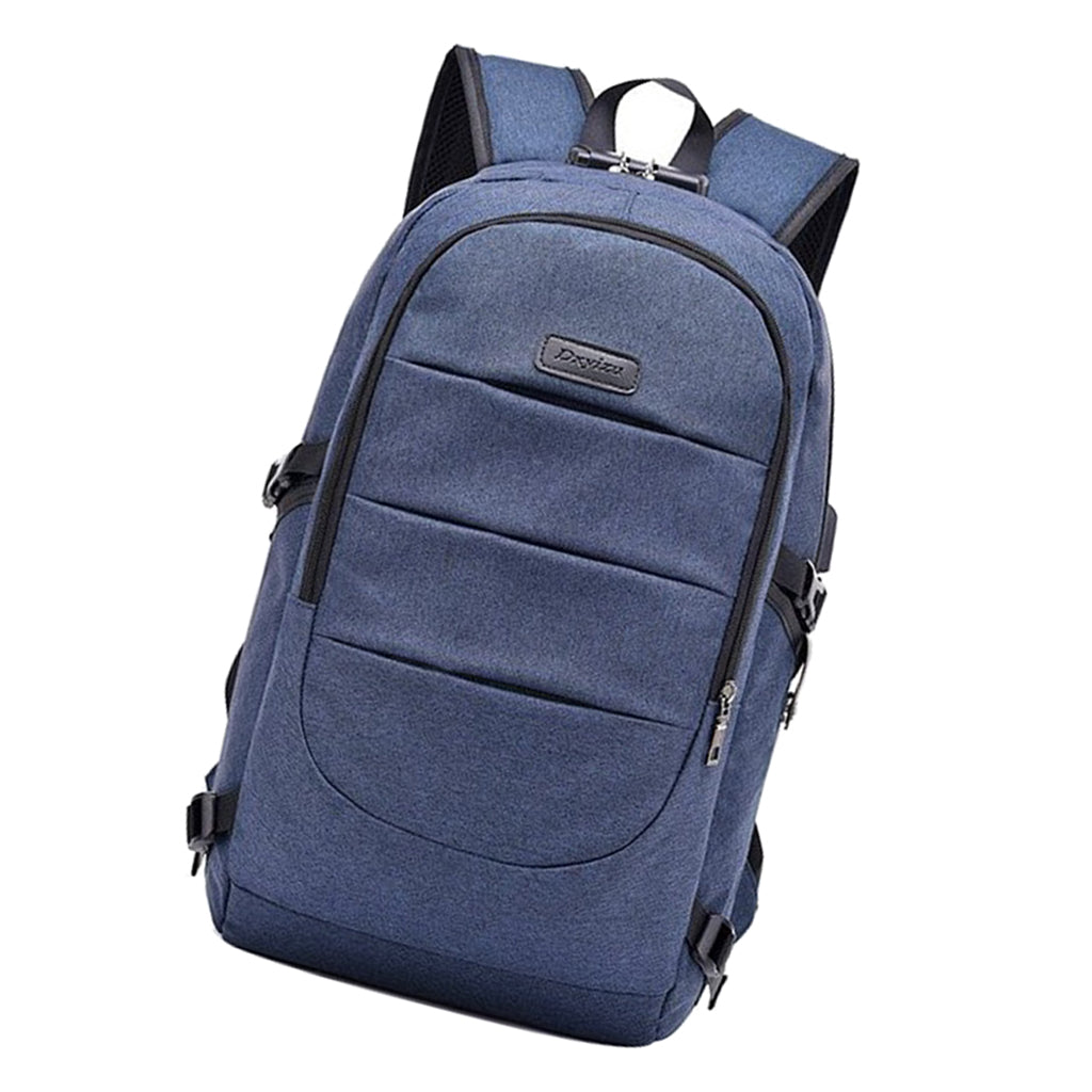 Anti-theft USB Charging Backpack Laptop Notebook Travel School Bag Blue