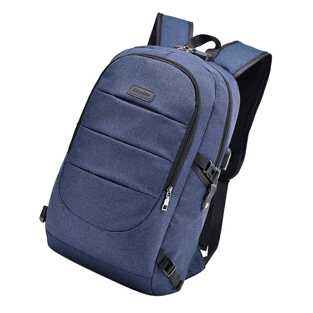 Anti-theft USB Charging Backpack Laptop Notebook Travel School Bag Blue