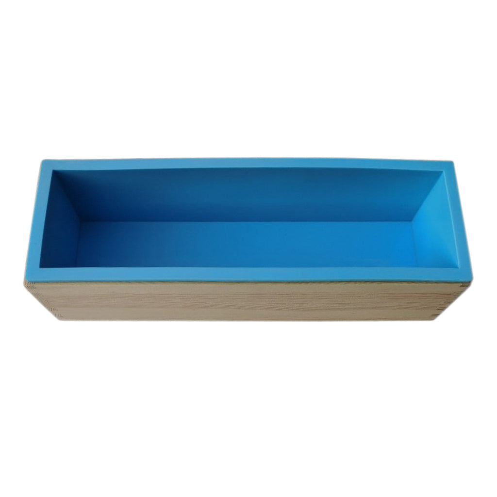 Flexible Rectangular Soap Silicone Loaf Mold Wood Box for 42oz Soaps Blue