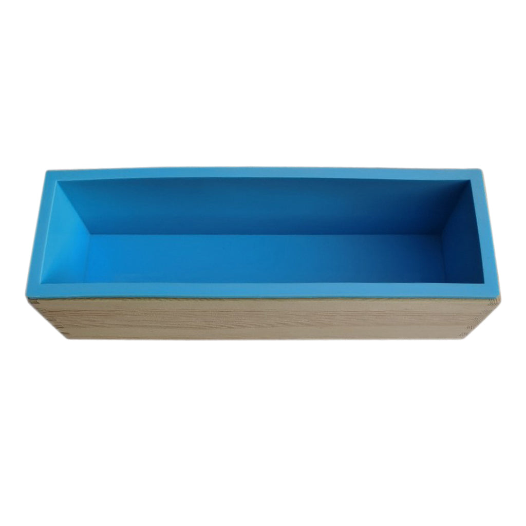 Flexible Rectangular Soap Silicone Loaf Mold Wood Box for 42oz Soaps Blue