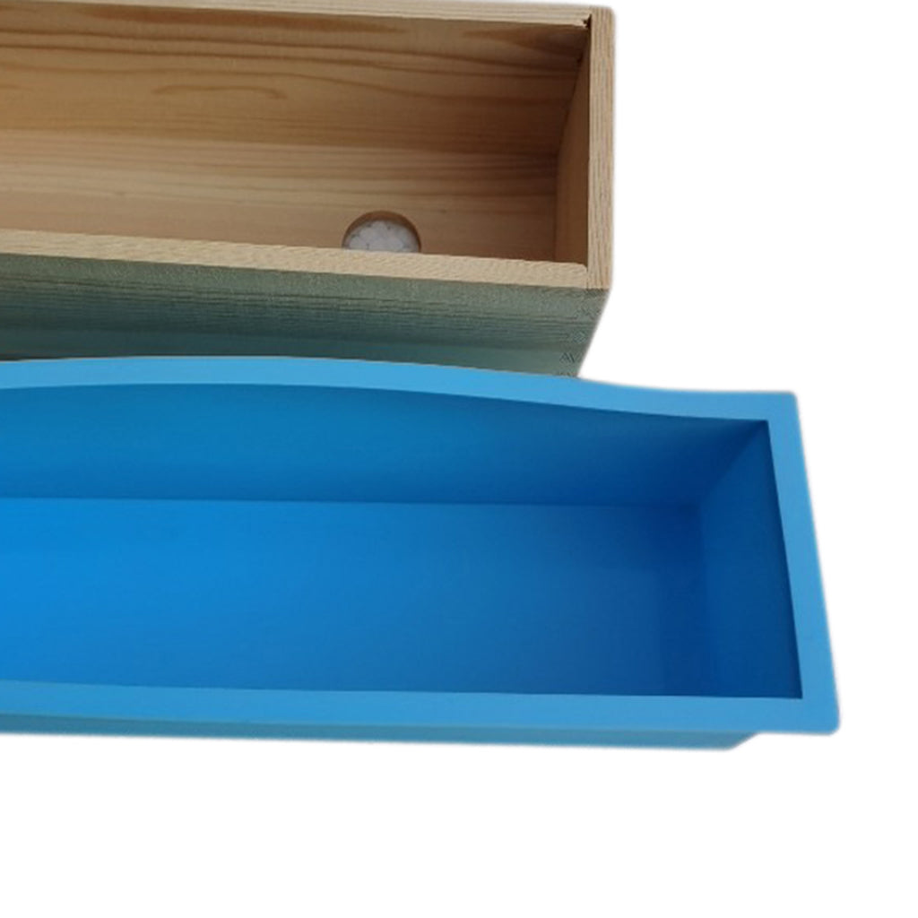 Flexible Rectangular Soap Silicone Loaf Mold Wood Box for 42oz Soaps Blue