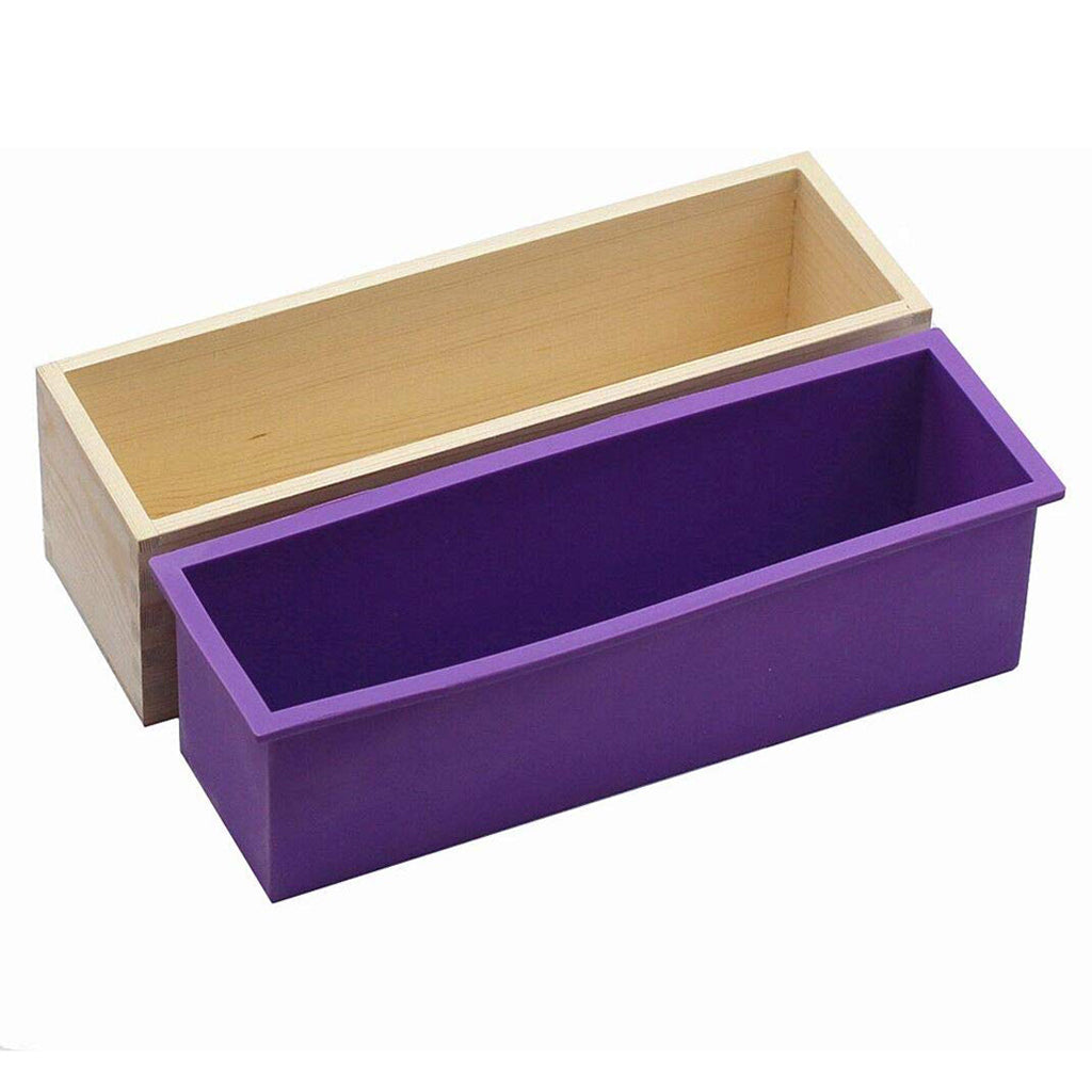 Flexible Rectangular Soap Silicone Loaf Mold Wood Box for 32oz Soap  Purple