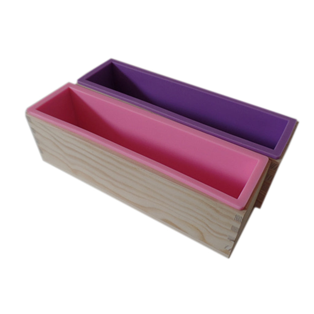 Flexible Rectangular Soap Silicone Loaf Mold Wood Box for 32oz Soap  Purple