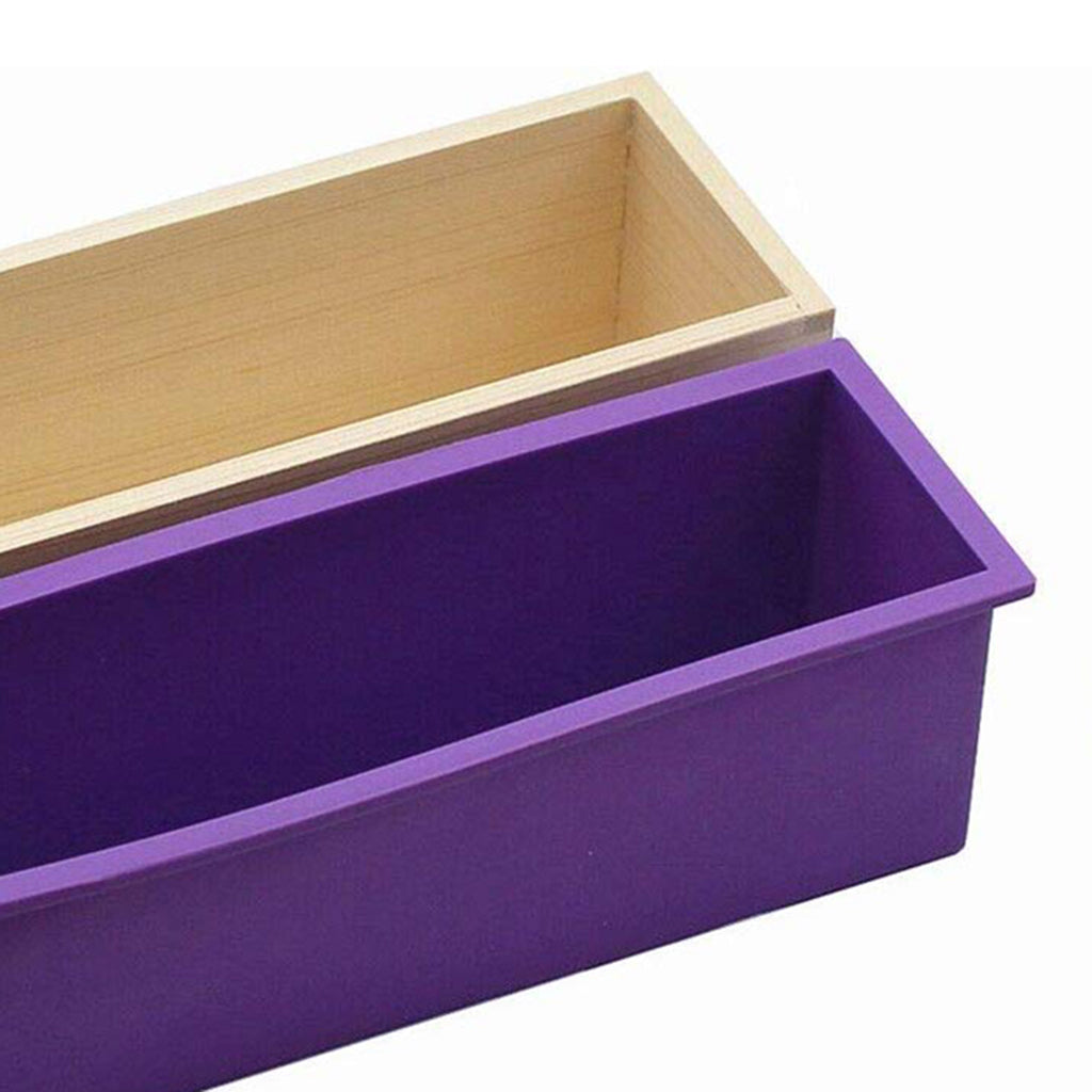 Flexible Rectangular Soap Silicone Loaf Mold Wood Box for 32oz Soap  Purple