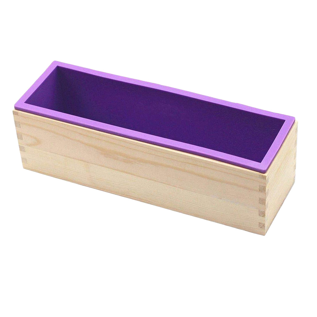 Flexible Rectangular Soap Silicone Loaf Mold Wood Box for 32oz Soap  Purple