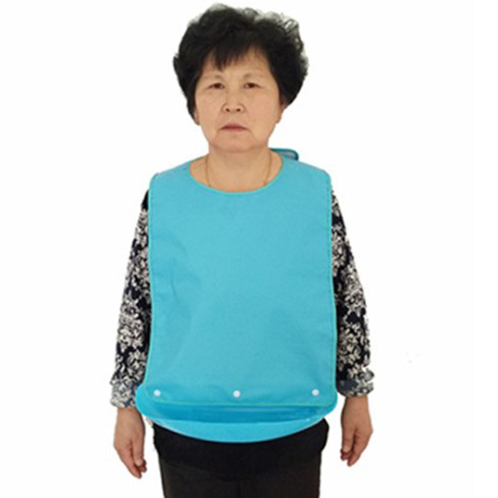 Meals Clothing Protector Bibs Disability Aid Apron with PE Pocket Blue 02