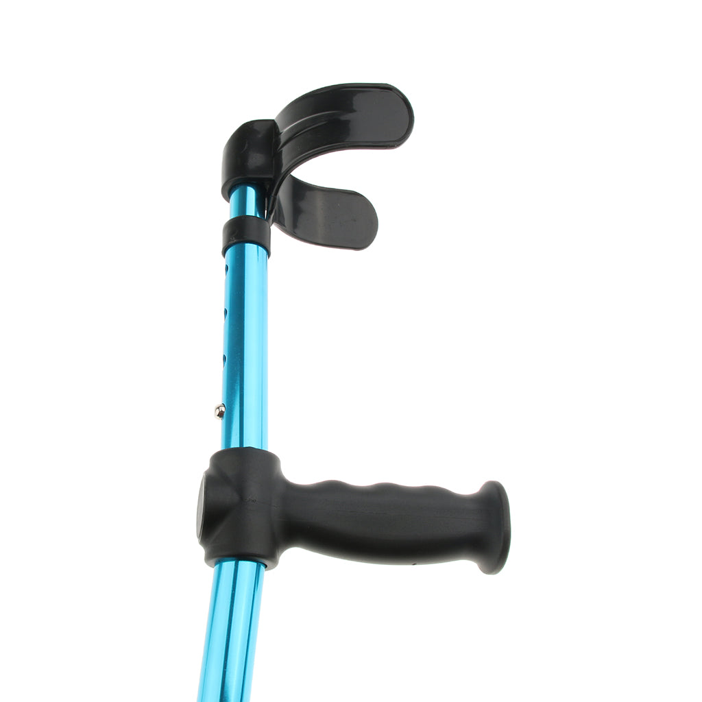 Adjustable Forearm Crutches Aluminum Arm Cuff Crutch w/ Handle Grip Blue