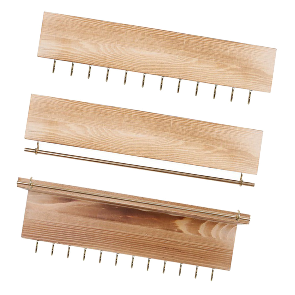 Set of 3 Wooden Jewelry Organizers Necklace Bracelet Hook Racks Natural Wood