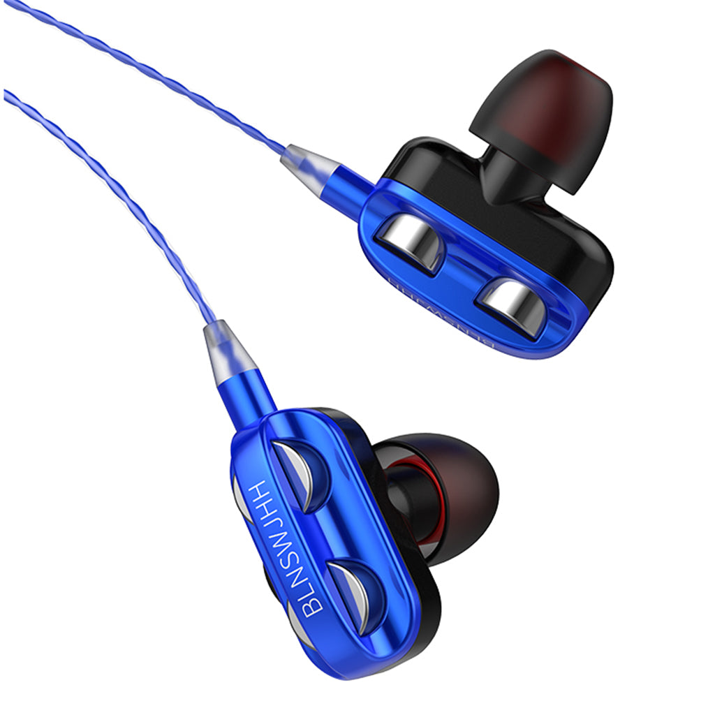 Single Speaker 1.2M Wired 3.5MM Earphone Earbuds HiFi Stereo Headset Blue