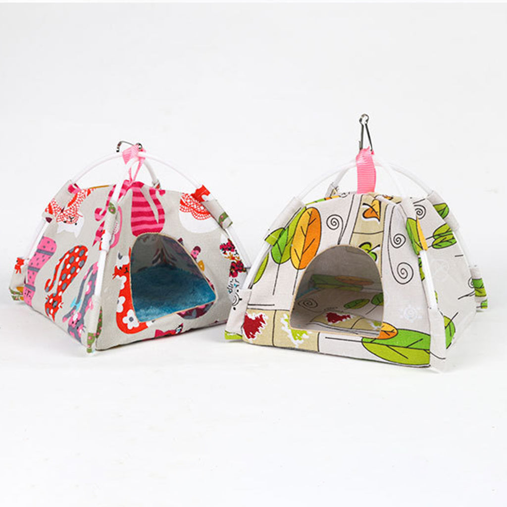 Pet Hamster Guinea Pig Tent Teepee House Winter Warm Breathable Canvas Bed M