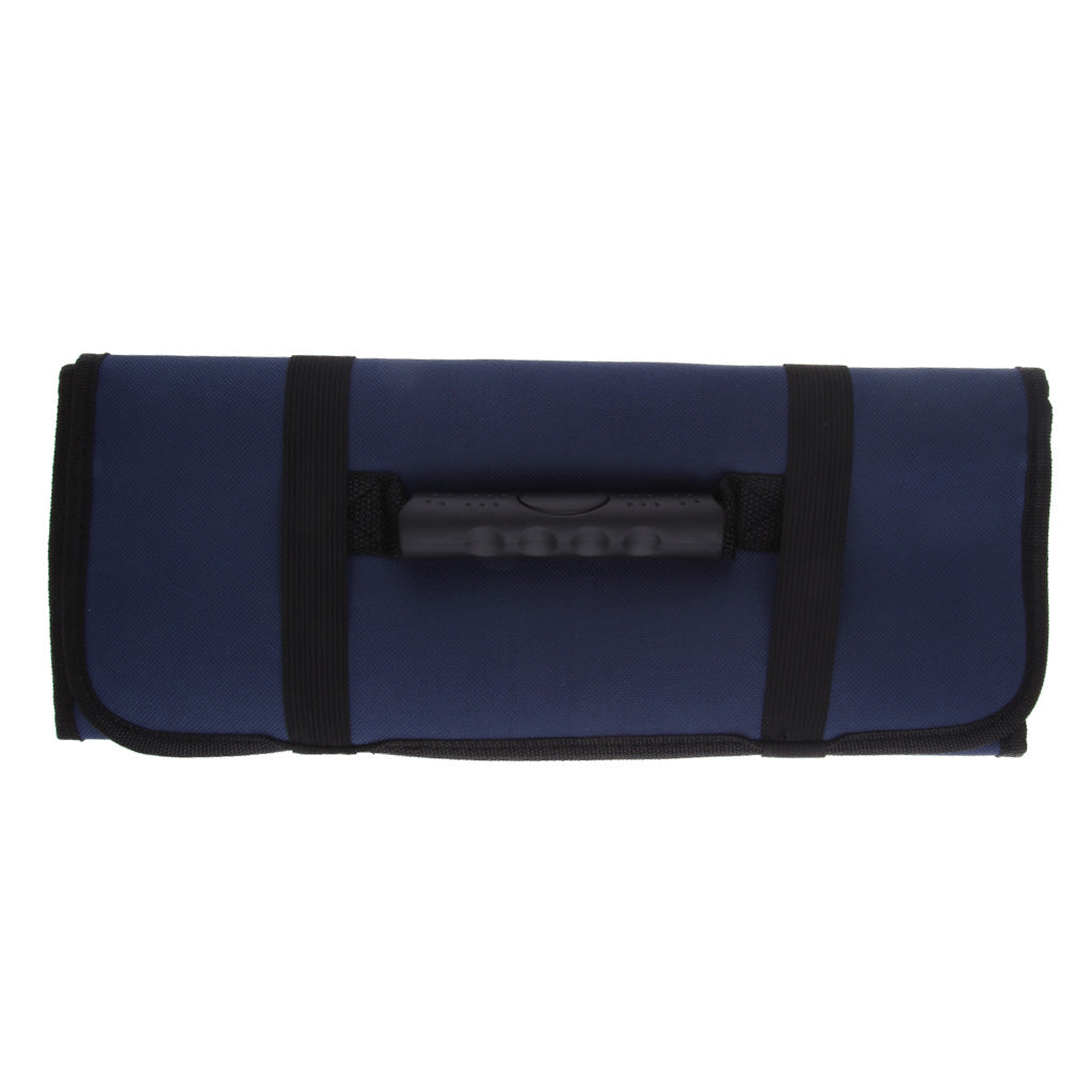 Multi Pockets Electrical Tool Bag Folding Roll Wrap Storage Organizer Blue