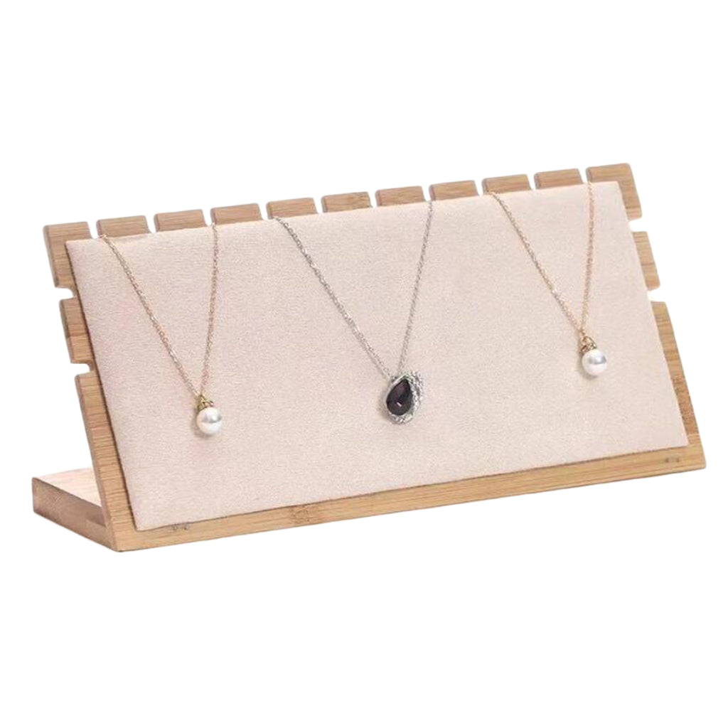 Bamboo Wooden Jewelry Display Plate Necklace Storage Stand for Shop, Home C