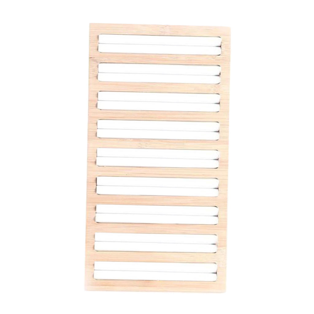 Bamboo Wooden Jewelry Display Plate Rings Earrings Storage Stand for Shop White