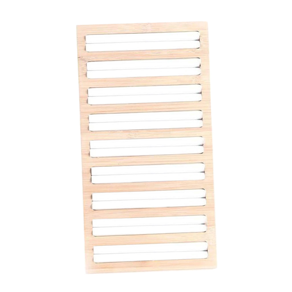 Bamboo Wooden Jewelry Display Plate Rings Earrings Storage Stand for Shop White