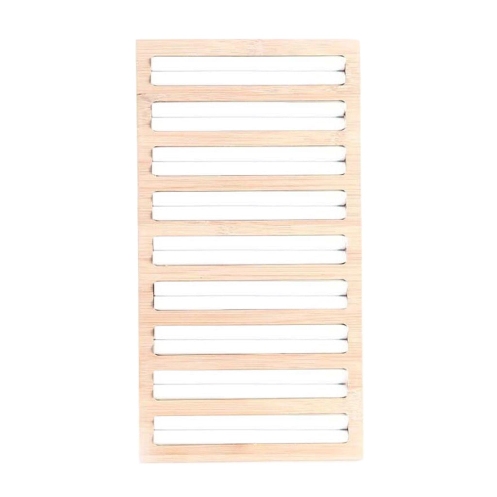 Bamboo Wooden Jewelry Display Plate Rings Earrings Storage Stand for Shop White