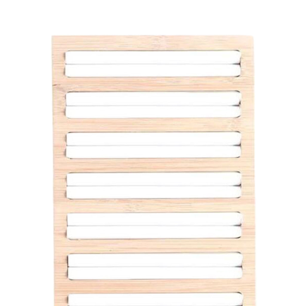 Bamboo Wooden Jewelry Display Plate Rings Earrings Storage Stand for Shop White