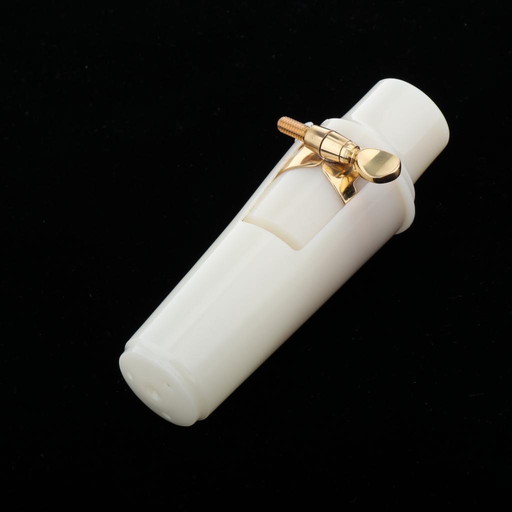 White Alto Sax Mouthpiece with Gold Ligature Cap Kit Woodwind Insrument Accs