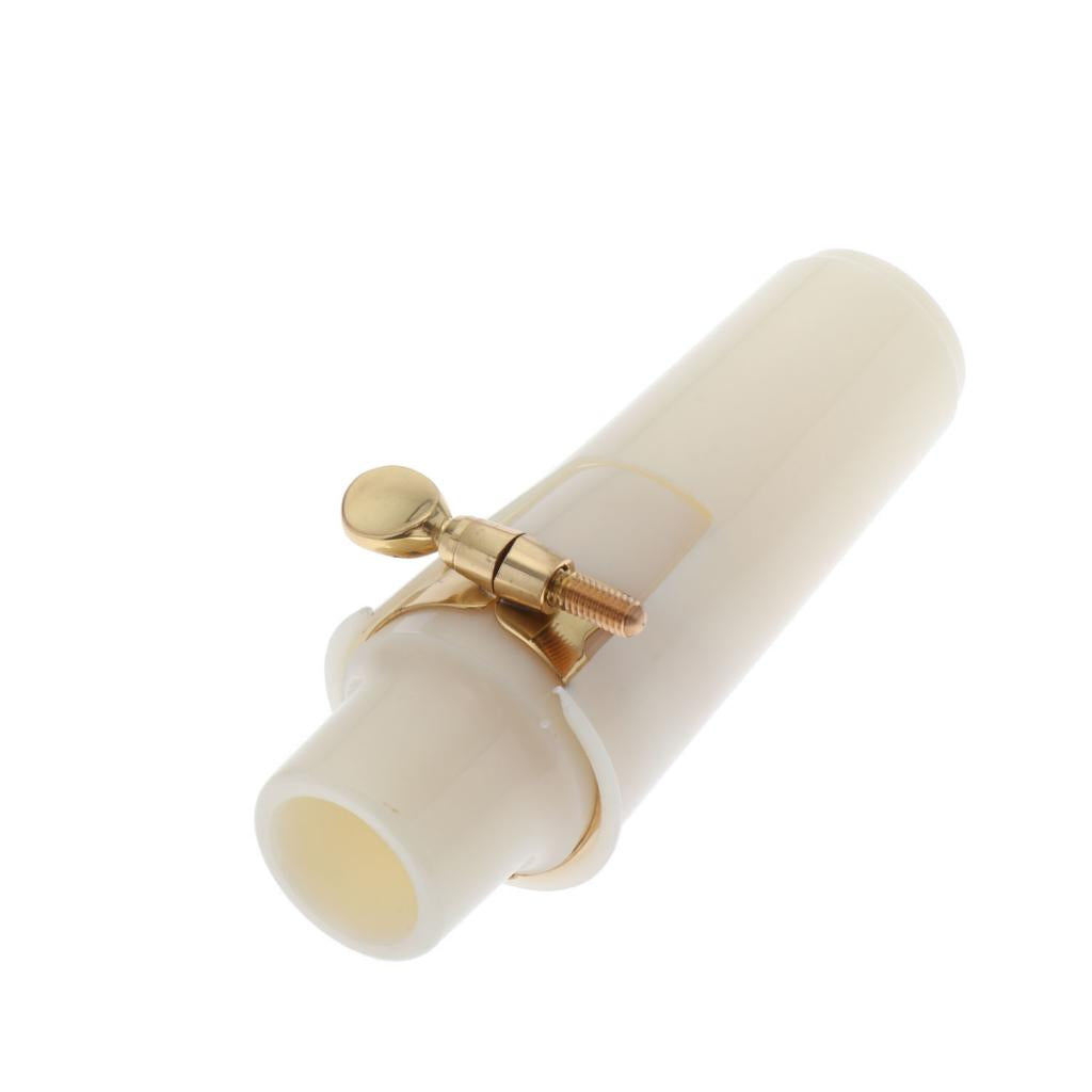 White Alto Sax Mouthpiece with Gold Ligature Cap Kit Woodwind Insrument Accs