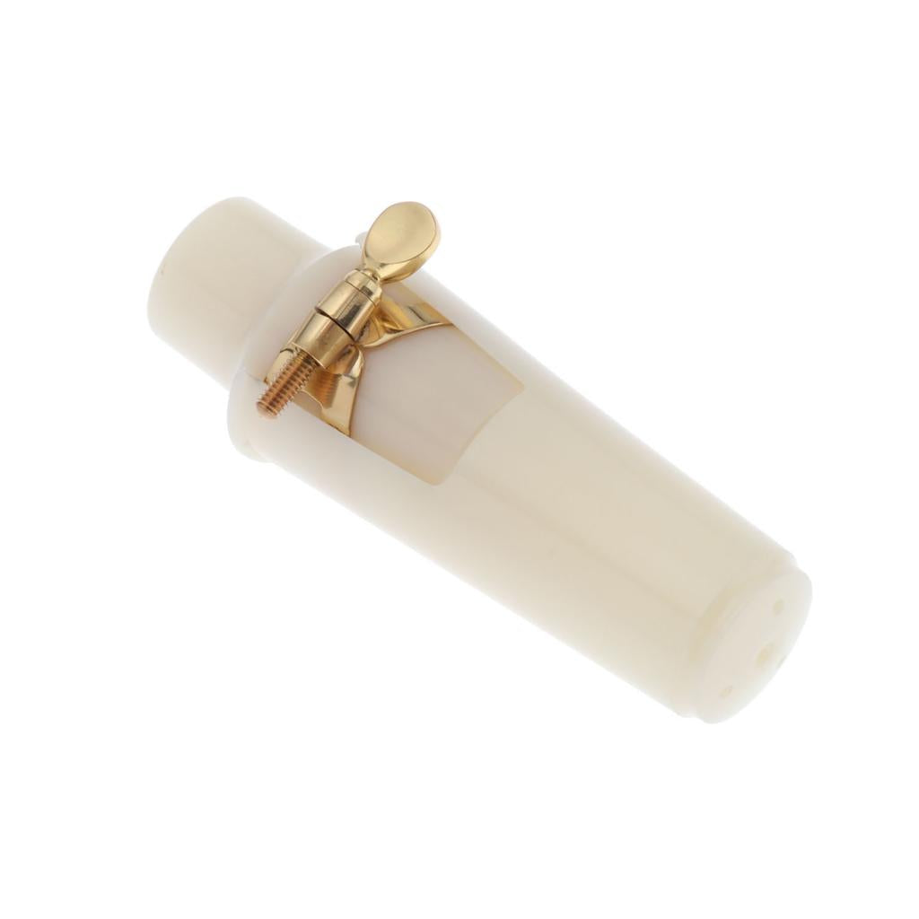 White Alto Sax Mouthpiece with Gold Ligature Cap Kit Woodwind Insrument Accs