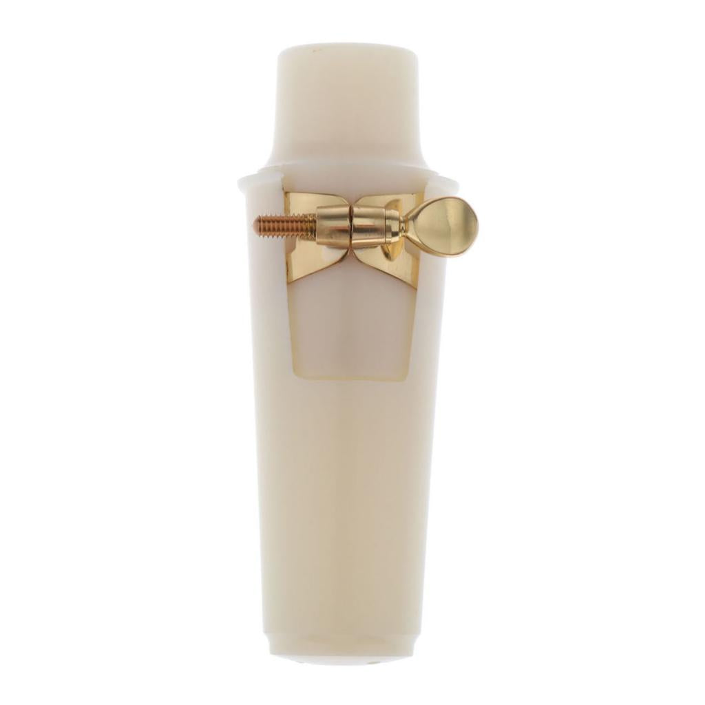 White Alto Sax Mouthpiece with Gold Ligature Cap Kit Woodwind Insrument Accs