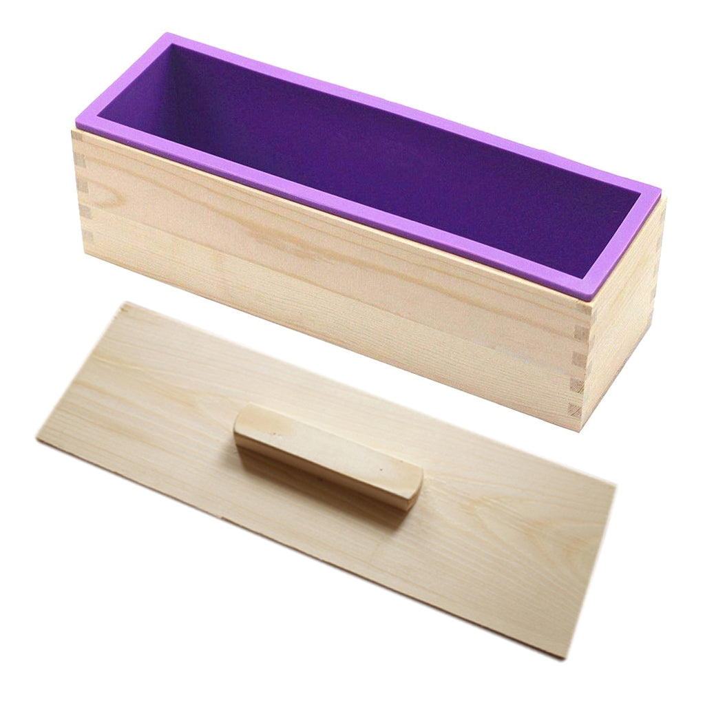 Rectangle Soap Silicone Loaf Mold Wood Box for Soap Making Supplies Purple