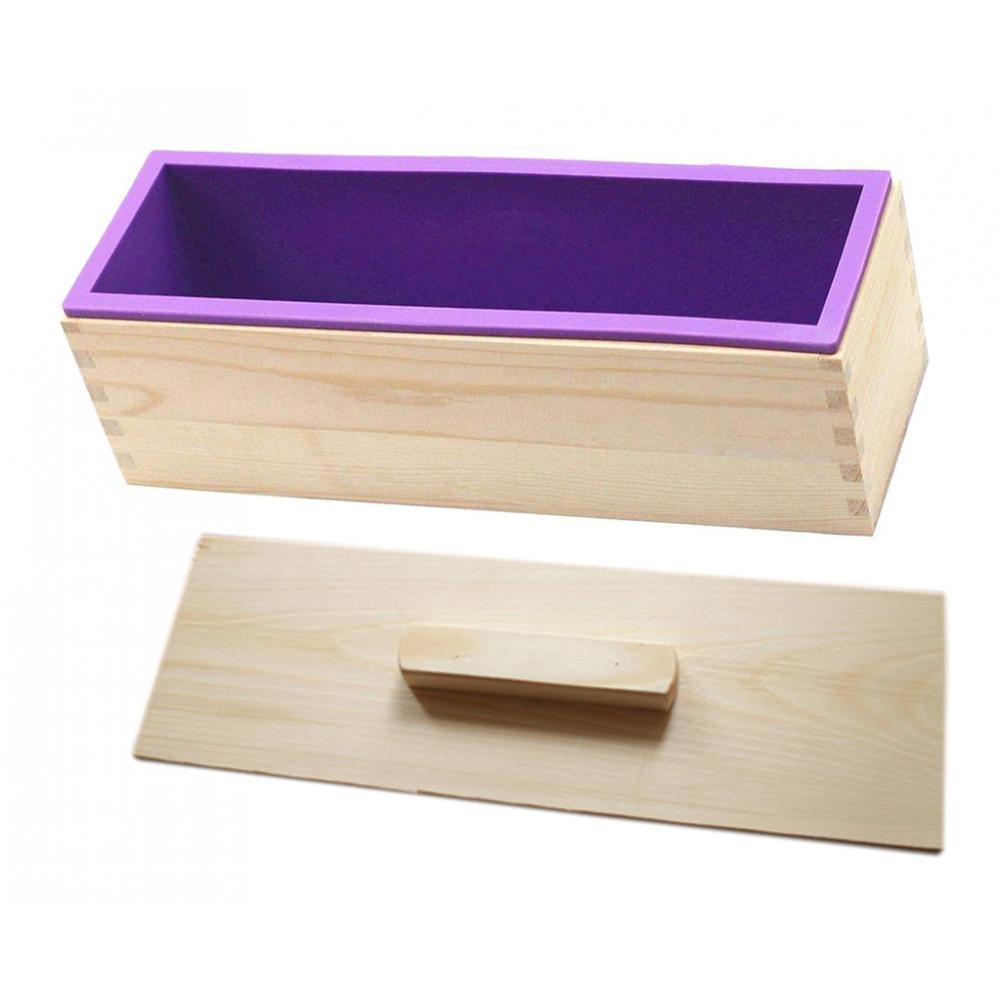 Rectangle Soap Silicone Loaf Mold Wood Box for Soap Making Supplies Purple