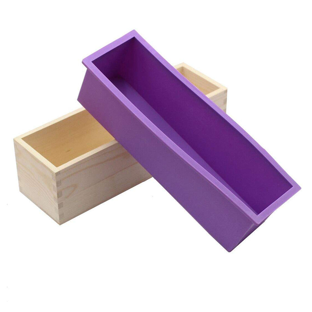 Rectangle Soap Silicone Loaf Mold Wood Box for Soap Making Supplies Purple