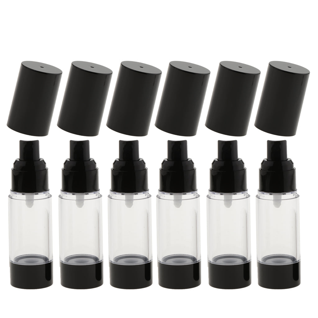 6 Pieces Empty Refillable Airless Pump Bottles Travel Atomizer Bottles  30ml