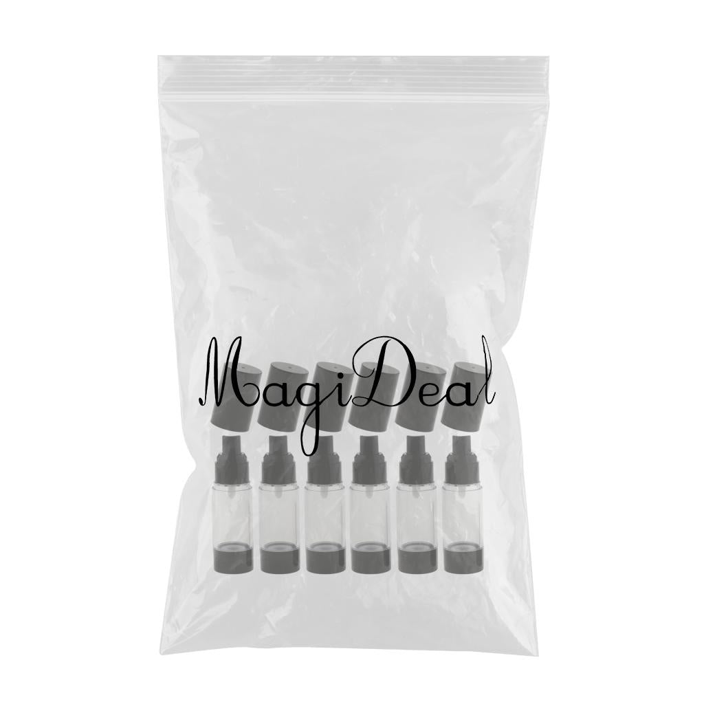 6 Pieces Empty Refillable Airless Pump Bottles Travel Atomizer Bottles  30ml