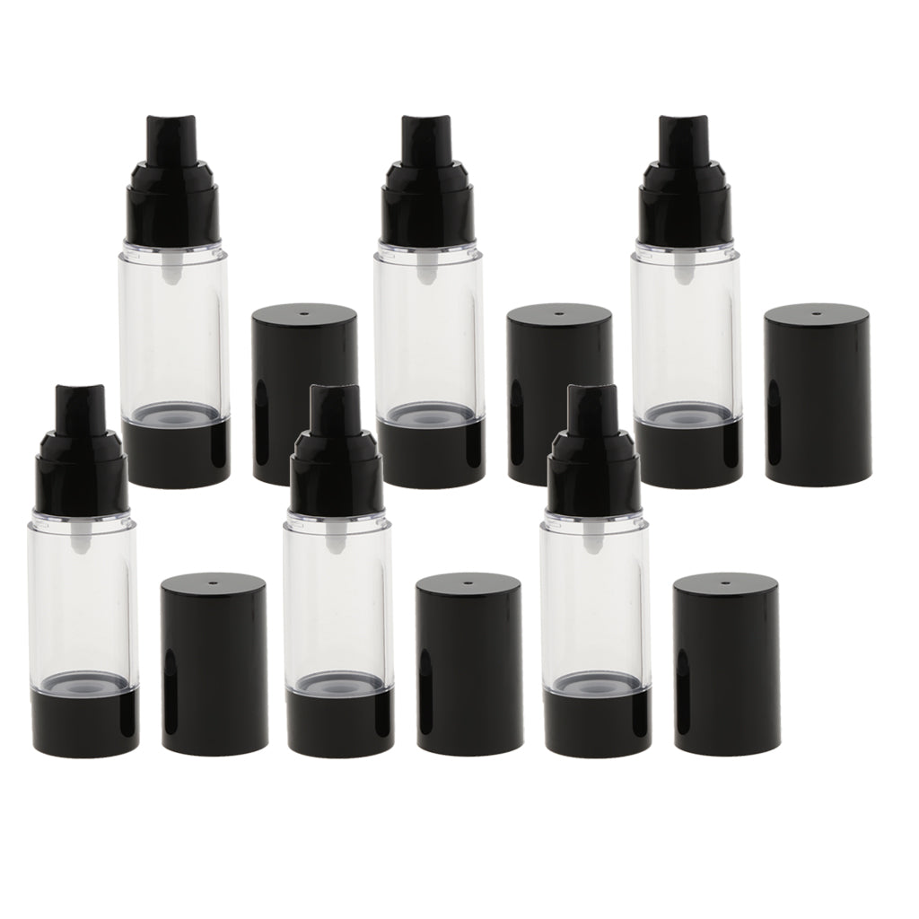 6 Pieces Empty Refillable Airless Pump Bottles Travel Atomizer Bottles  30ml