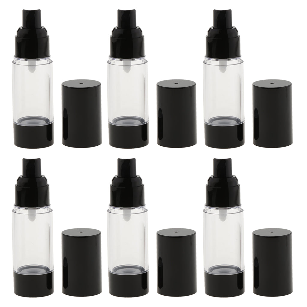 6 Pieces Empty Refillable Airless Pump Bottles Travel Atomizer Bottles  30ml