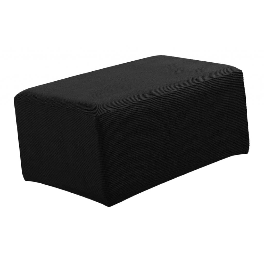 Stretch Ottoman Pouf Cover Footrest Stool Slipcover Protector Black