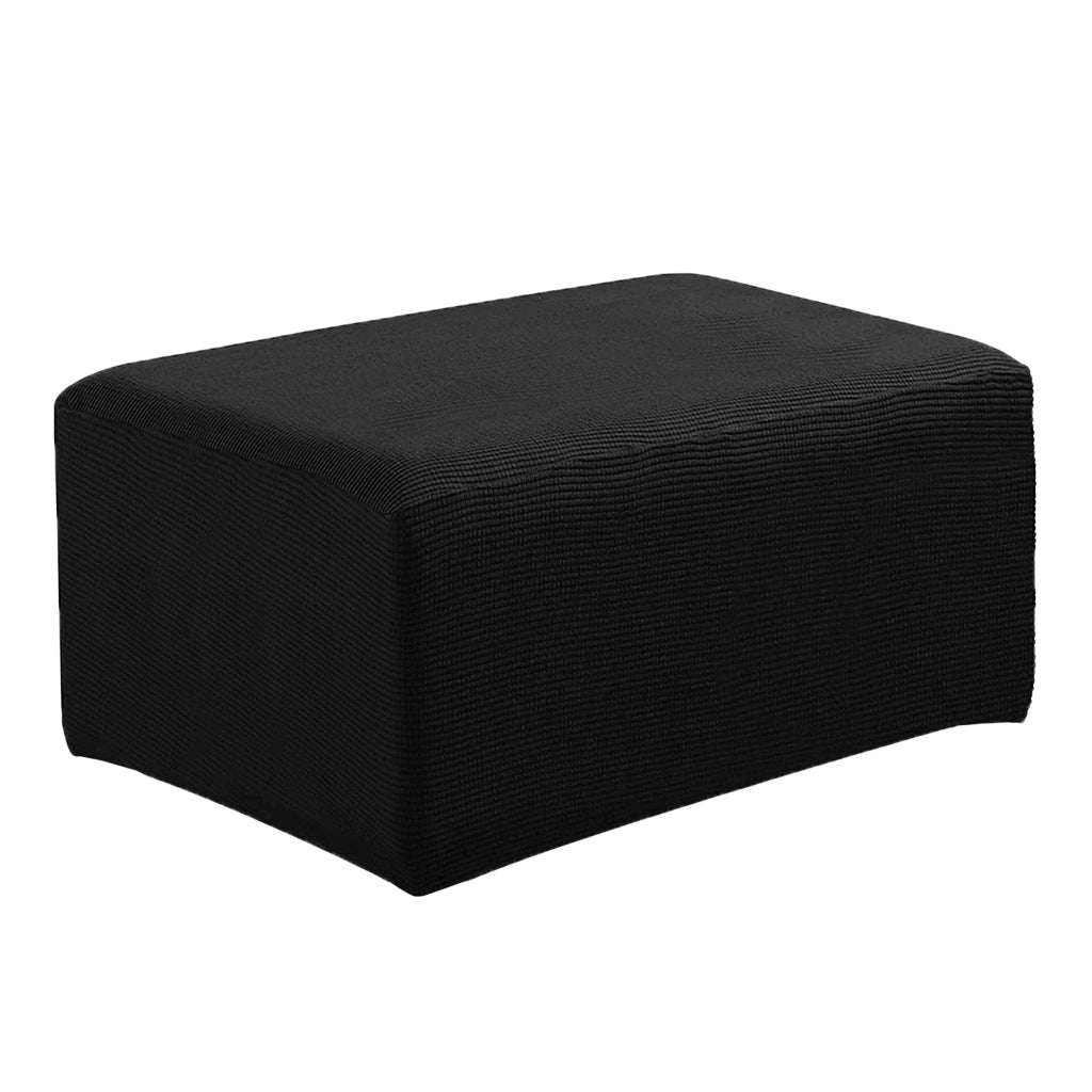 Stretch Ottoman Pouf Cover Footrest Stool Slipcover Protector Black