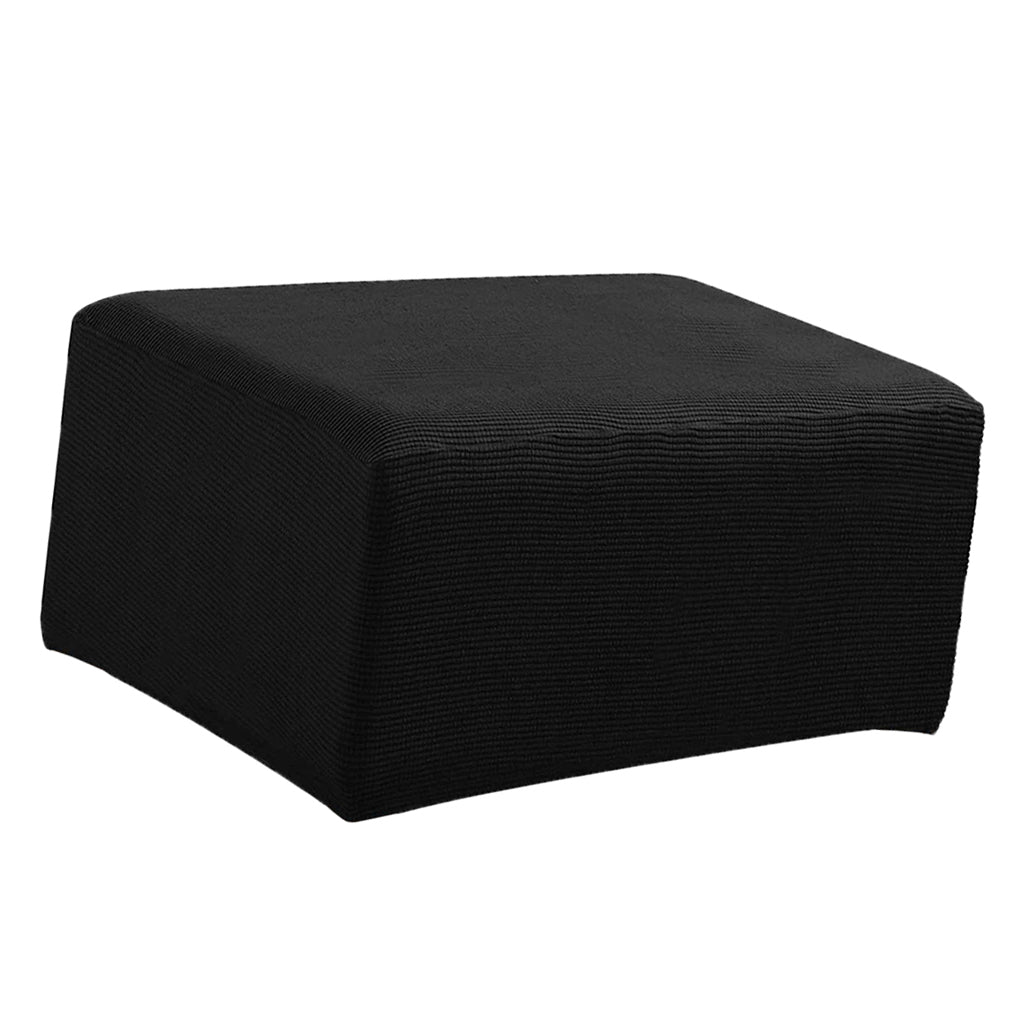 Stretch Ottoman Pouf Cover Footrest Stool Slipcover Protector Black