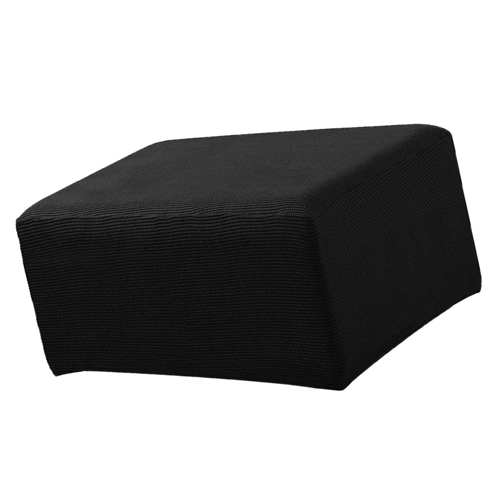 Stretch Ottoman Pouf Cover Footrest Stool Slipcover Protector Black