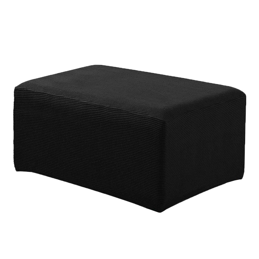 Stretch Ottoman Pouf Cover Footrest Stool Slipcover Protector Black