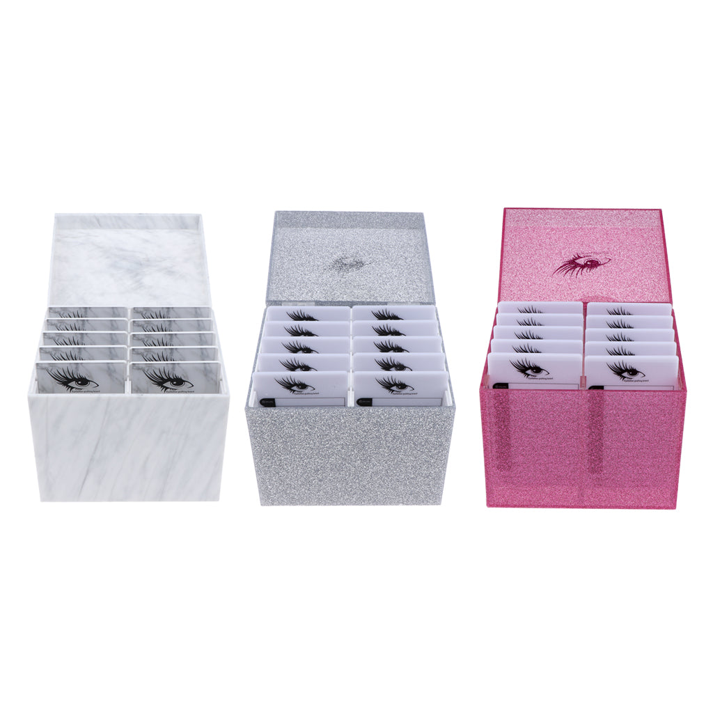 10pcs Eyelash Grafting Stand False Lash Display Board Organizer Storage Case Marble