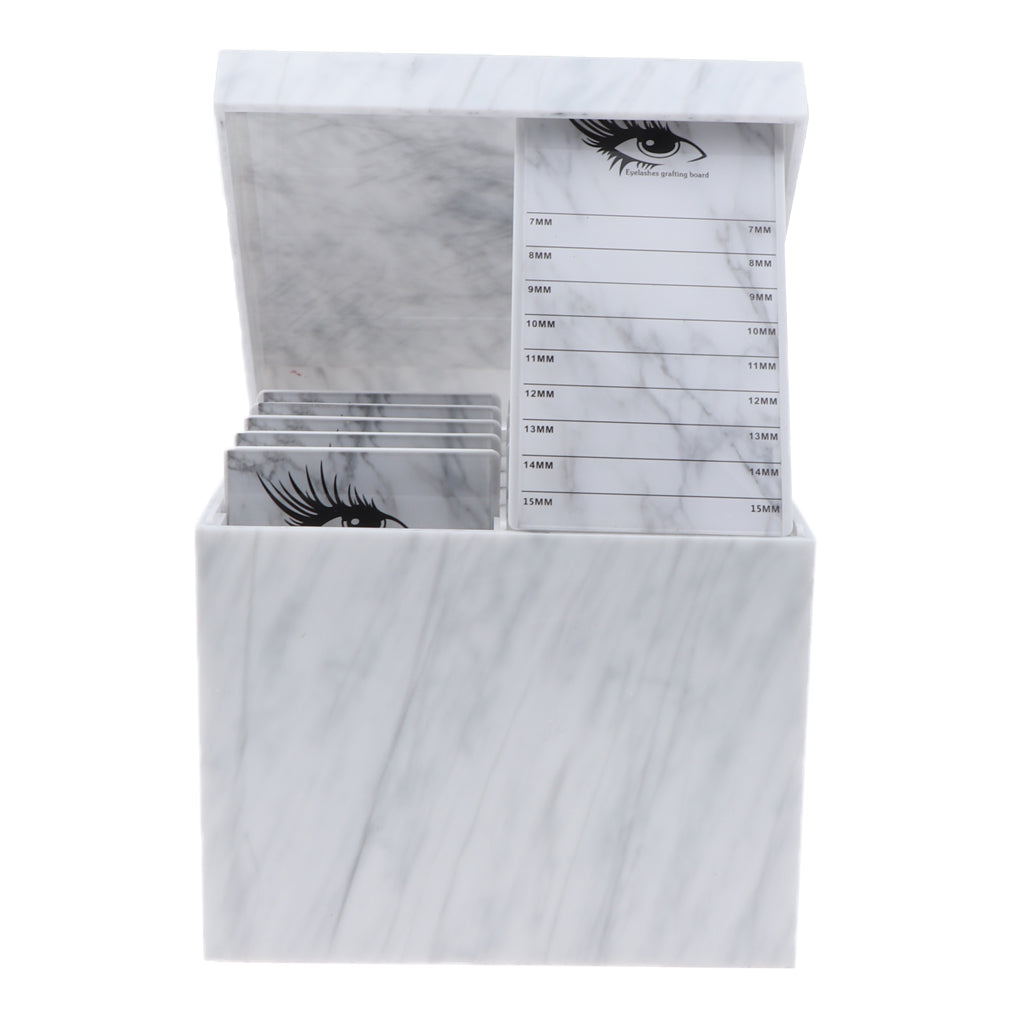 10pcs Eyelash Grafting Stand False Lash Display Board Organizer Storage Case Marble