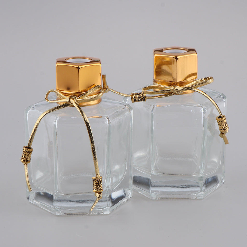 2Pcs 100ml Fragrance Glass Diffuser Bottles for DIY Craft Reed Essential Oil Golden