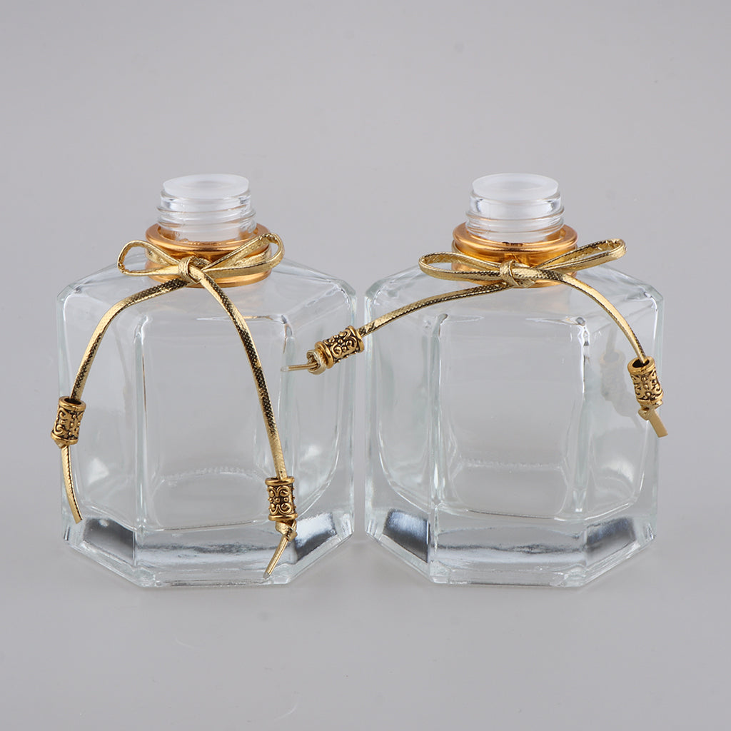 2Pcs 100ml Fragrance Glass Diffuser Bottles for DIY Craft Reed Essential Oil Golden